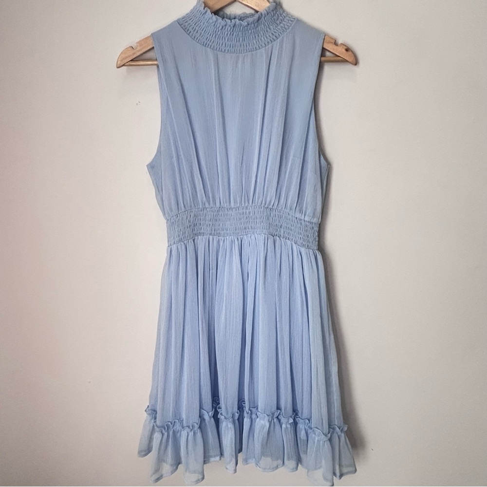 Altar'd State High Neck Smocked Light blue Dress Size Small b138